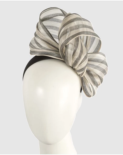 Fillies Collection - Bespoke Black Cream Bow Racing Fascinator