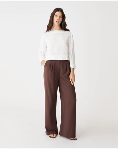 Forcast - Emma Button Back Linen Top