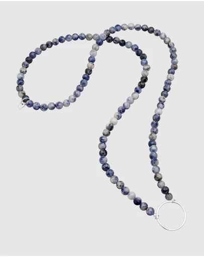 Kuzzoi - ICONIC EXCLUSIVE - Agate Bead Necklace with Sterling Silver Charm Carrier