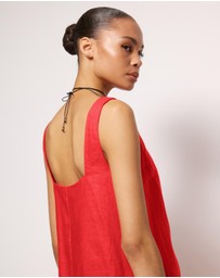 AERE - Indra Boat Neck Linen Mini Dress