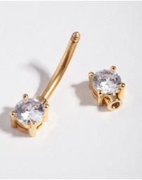 Lovisa - Titanium Gold Double Cubic Zirconia Square Belly Ring