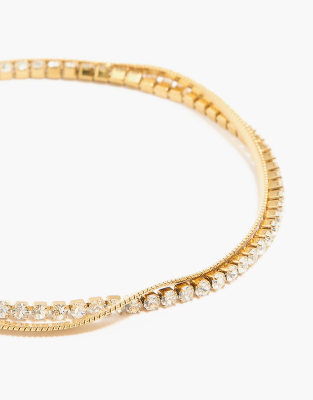 Lovisa - Waterproof Gold Plated Stainless Steel Diamante & Snake Chain Layered Bracelet