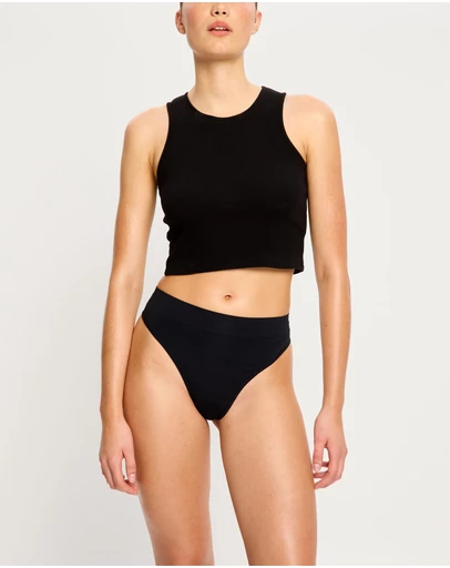 Modibodi - Modicomfort Seamless Hi Waist Period Underwear Thong Light Absorbency