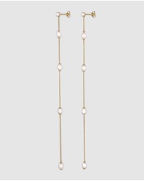 Elli Jewelry - Earrings Stud White Freshwater Pearls 925 Sterling Silver Gold Plated