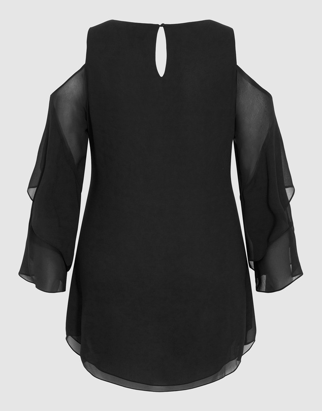 City Chic - Plus sizeCold Shoulder Hi Lo Top - black