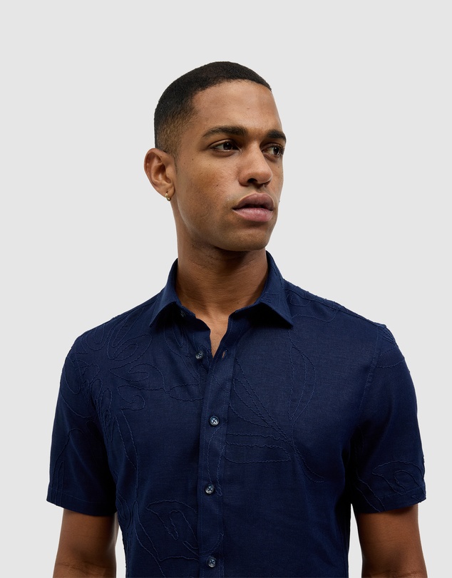 Politix - Embroidered Floral Short Sleeve Shirt