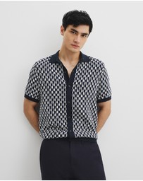 Country Road - Cotton Short Sleeve Geometric Knit Shirt