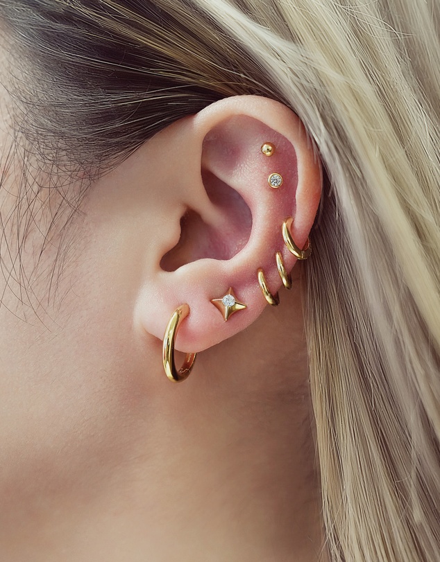 Ania Haie - Gold Tube Small Huggie Hoop Earrings