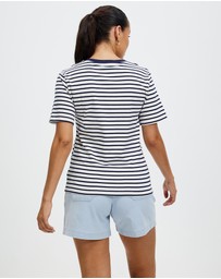 KAJA Clothing - Women's Striped Shirt Short Sleeve Tops Crewneck T-Shirt Basic Tees - Sibyl Top