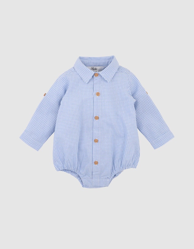 Bebe by Minihaha - Jake Check Shirt Bodysuit - Babies