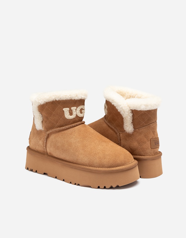Ozwear Connection Uggs - Ugg Bondi Matelasse Platform Shearling Mini Boot