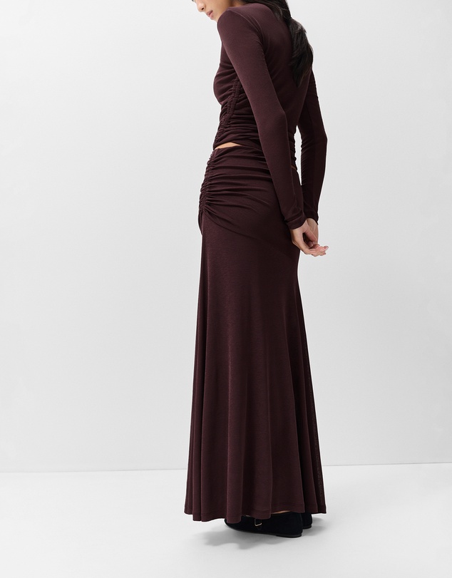 UNISON - Ruched Mesh Maxi Skirt