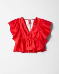 & Other Stories - Ruffle V-Neck Blouse