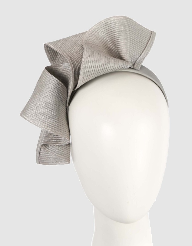 Max Alexander - Large Wavy Silver Racing Fascinator