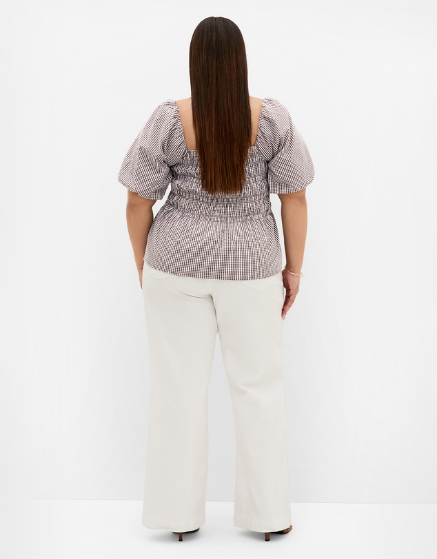 City Chic - Plus size Belle Gingham Top - chocolate
