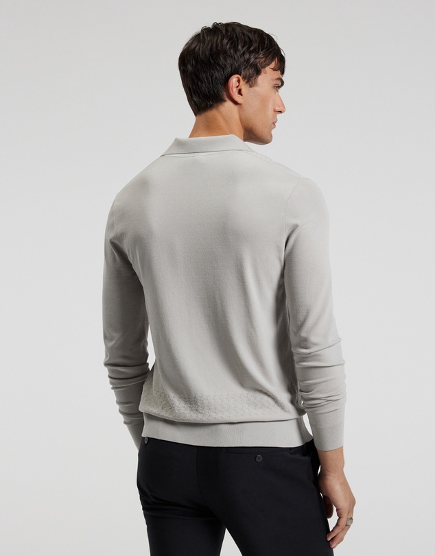 Calibre - Open Neck Long Sleeve Polo Silver