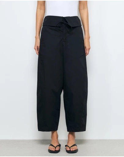 AERE - Nina Cotton Foldover Barrel Pants