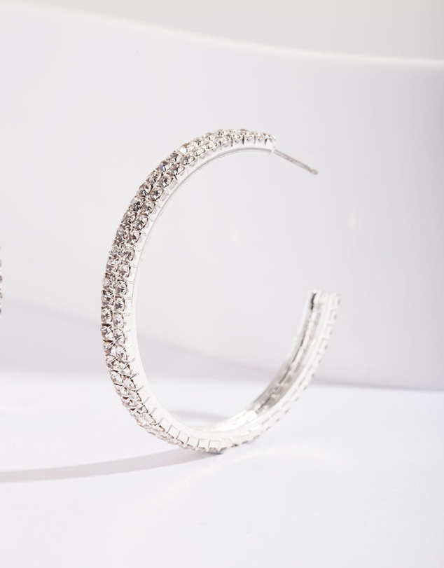 Lovisa - Double Row Diamante Hoop Earrings