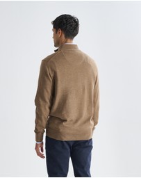3 Wise Men - 3 Wise Men Harvey Zip Neck Merino Knit - Ale