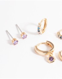 Lovisa - Gold Lilac Stud & Huggie Earrings Pack
