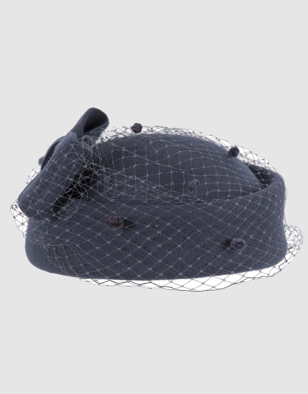 Max Alexander - Felt Navy Pillbox Hat With Veil