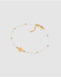 Elli Jewelry - Anklet Sun Beads with freshwater pearls in 925 Sterling Silver gold plated