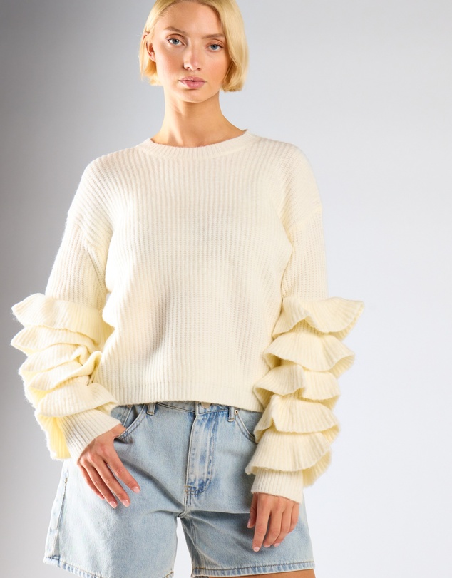 Glamorous - Tiered Ruffle Sleeve Sweater