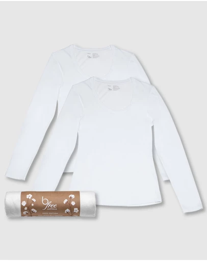B Free Intimate Apparel - Superfine﻿ 100% Cotton Long Sleeve Top - 2 Pack