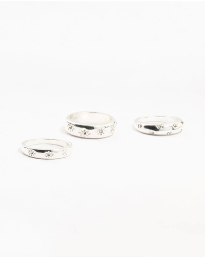 Lovisa - Silver Plated Celestial Star Rings 3-Pack