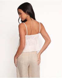 Petal & Pup - Rayma Tie Front Linen Top - White