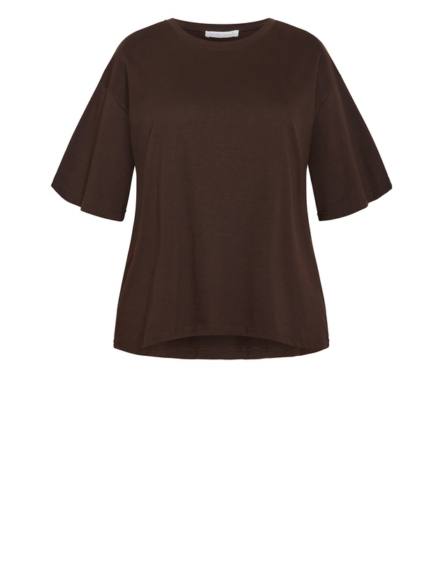 City Chic - Plus size Oversized Crew Neck Tee - chocolate