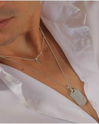 Kuzzoi - ICONIC EXCLUSIVE - Necklace Male Armoured Chain with Pave-Set Zirconia 925 Sterling Silver