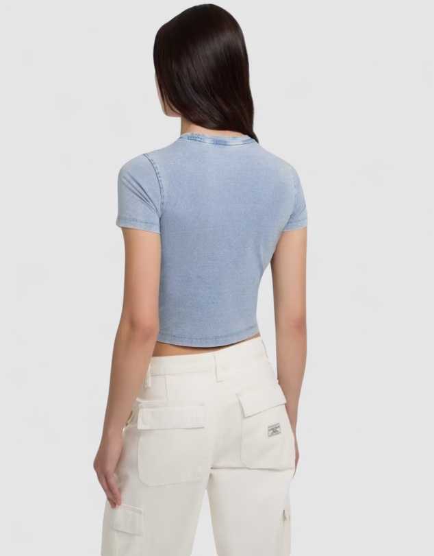 GUESS - GUESS JEANS Crew Neck Star Crop T-Shirt