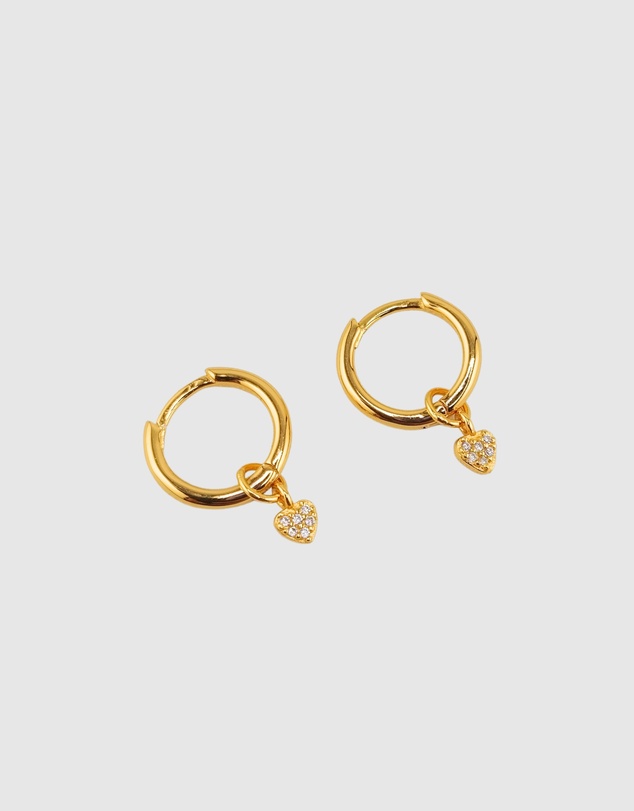 Izoa - Elisse Heart Huggie Earrings