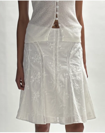 Minima Esenciales - Masson Cotton and Lace Midi Skirt