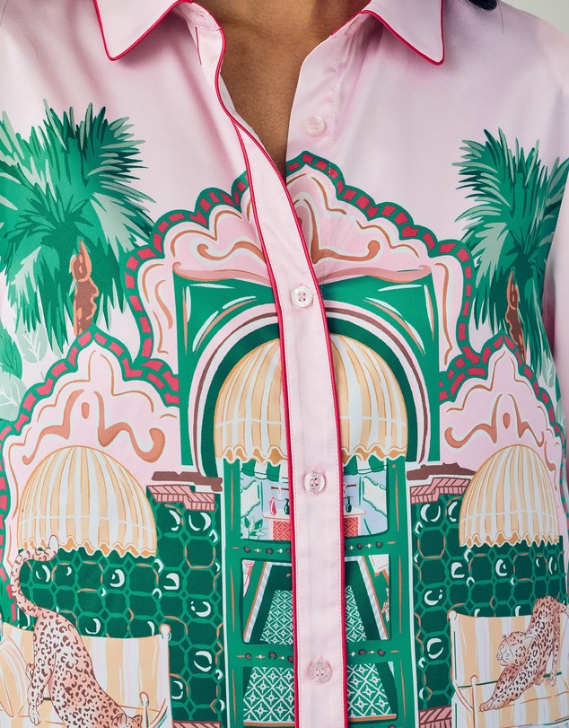 Chelsea Peers - Satin The Clubhouse Print Long Pyjama Set
