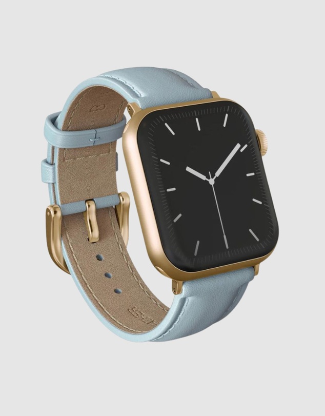 Burga - Burga Apple Watch 42/44/46/49 Leather Band - Gold Clasp Light Blue