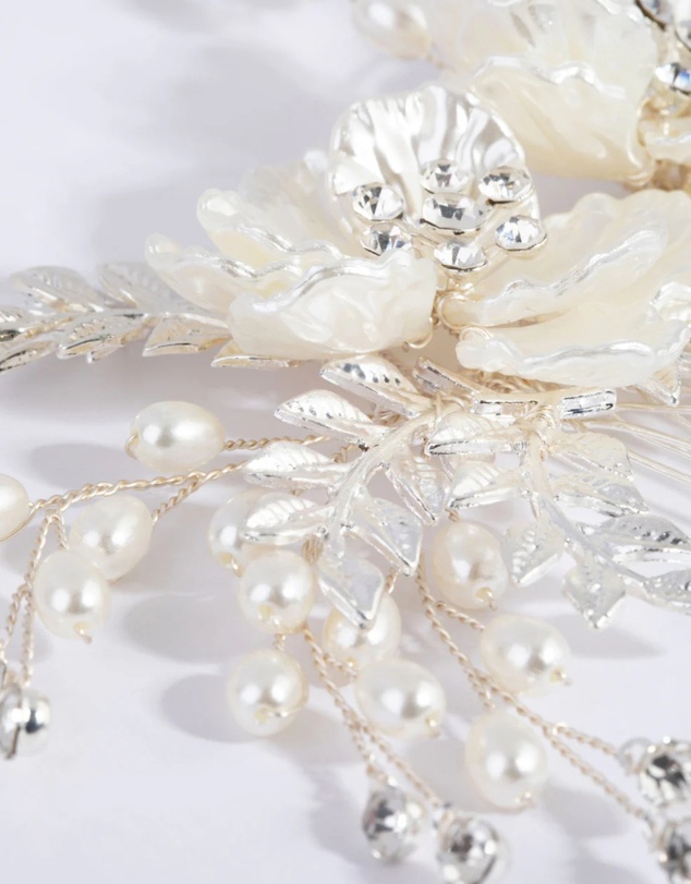 Lovisa - Silver Pearlised Flower Comb
