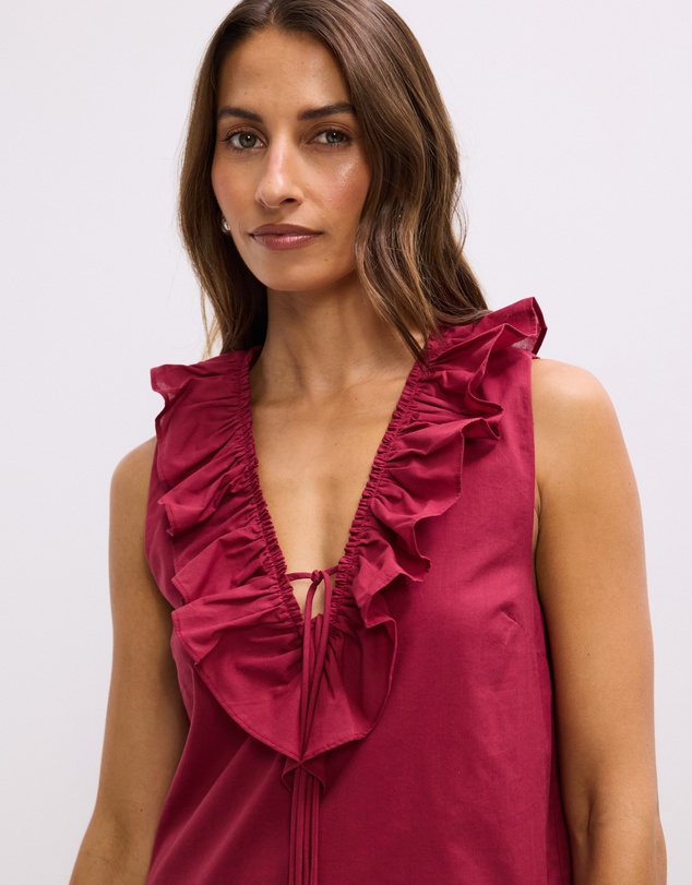 The Fated - Alexis Tie Front Ruffle Mini Dress