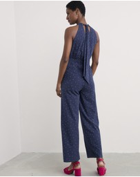 Seasalt - Seasalt Cornwall Navy Belyars Jersey Tie Neck Jumpsuit