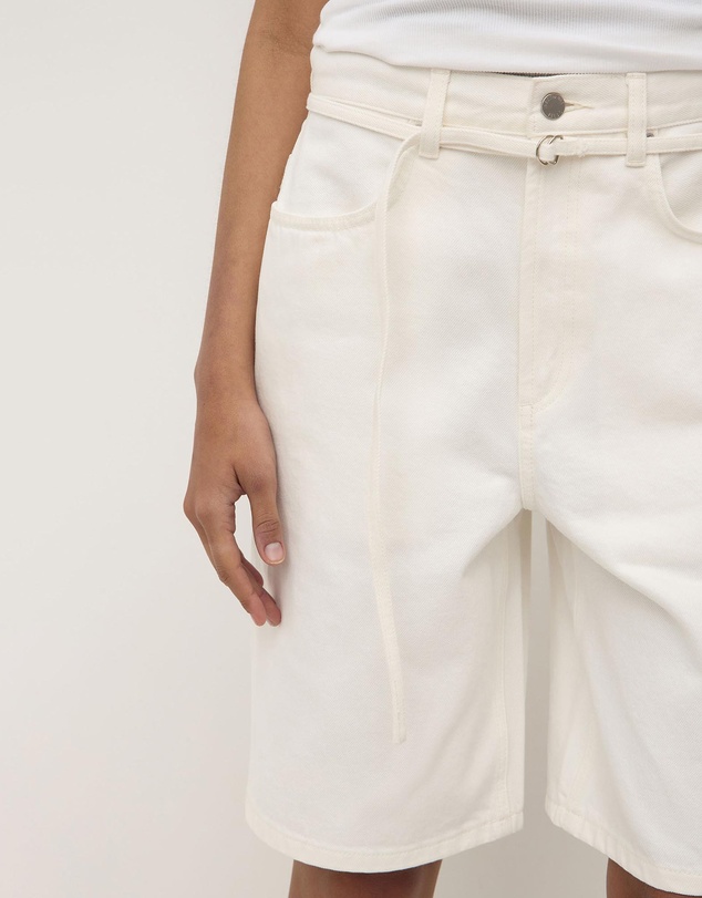 Assembly Label - Loose Fit Long Denim Shorts