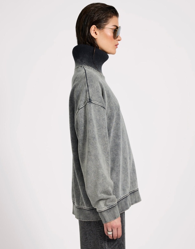 ONE TEASPOON - Fleece Roll Neck Sweater - Worn Black
