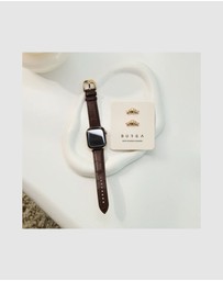 Burga - Burga Apple Watch 42/44/46/49 Leather Band - Gold Clasp Espresso
