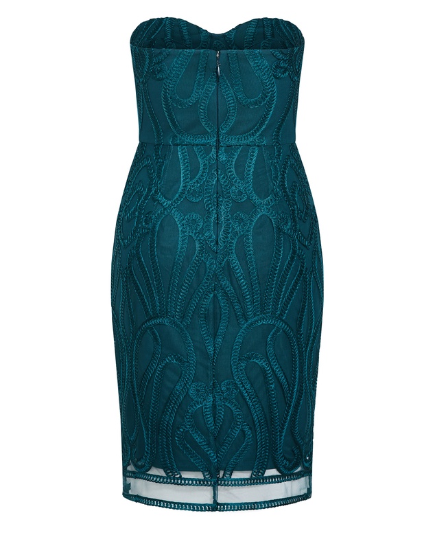City Chic - Plus size Antonia Strapless Midi Dress - emerald