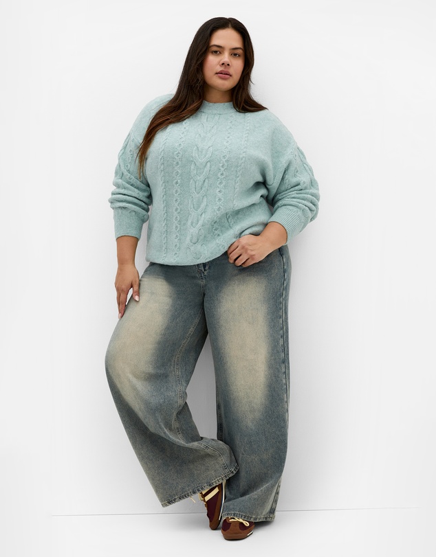 City Chic - Plus size Claudia Relaxed Knit Jumper - seafoam