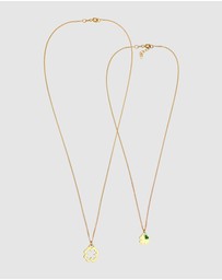 Elli Jewelry - Necklace Mother Child Set Shamrock Pendant in 925 Sterling Silver Gold Plated
