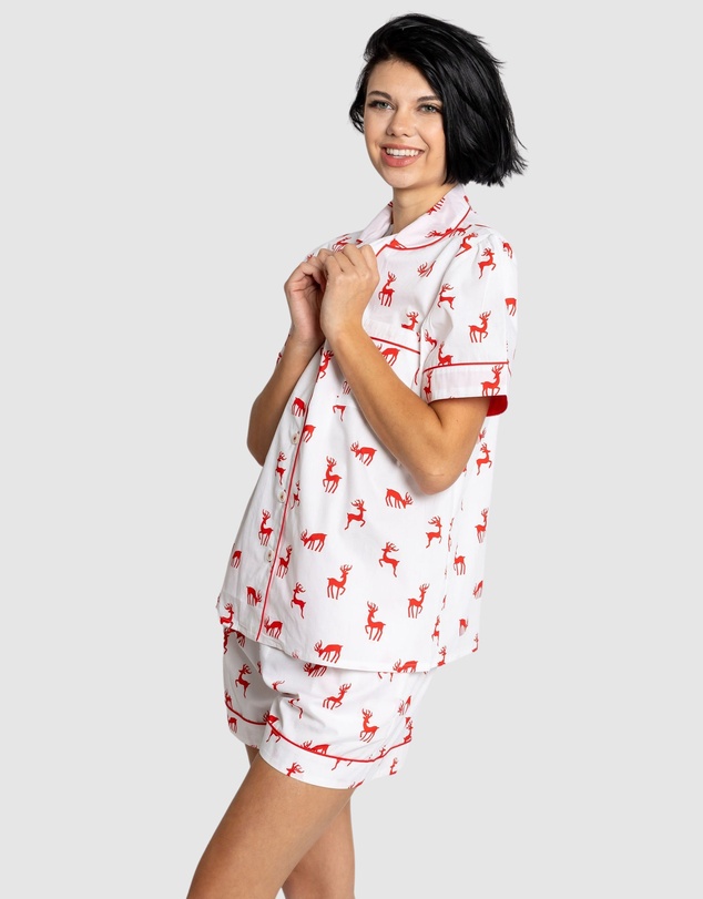 Sant And Abel - Women's Reindeer Red Short PJ Set