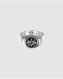 Kuzzoi - ICONIC EXCLUSIVE - Ring Men Evil Eye in 925 Sterling Silver Oxidized