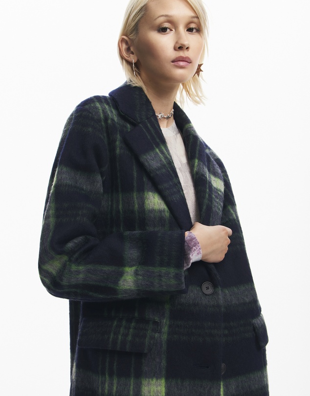 Desigual - Long Checkered Coat