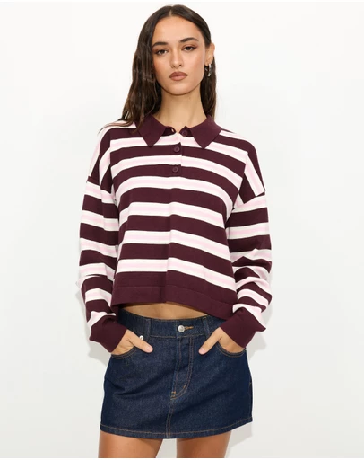 Dazie - Piper Stripe Knit Polo